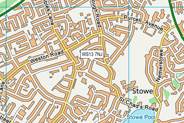 WS13 7NJ map - OS VectorMap District (Ordnance Survey)