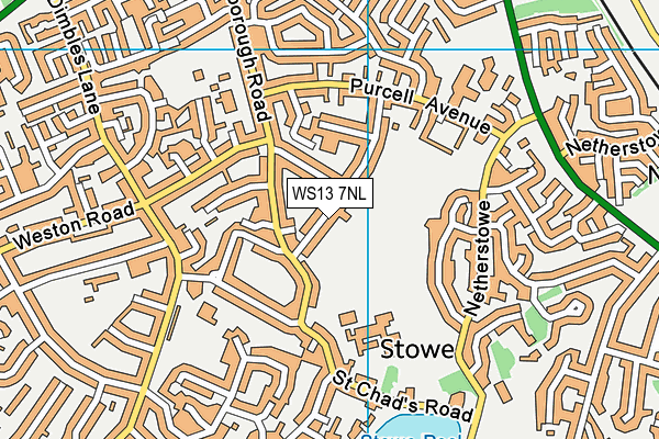 WS13 7NL map - OS VectorMap District (Ordnance Survey)