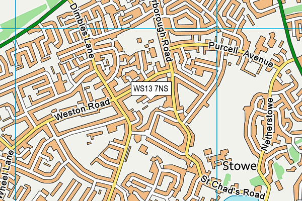 WS13 7NS map - OS VectorMap District (Ordnance Survey)