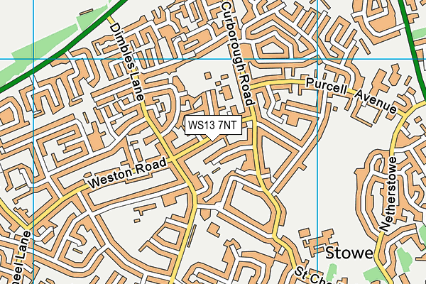 WS13 7NT map - OS VectorMap District (Ordnance Survey)