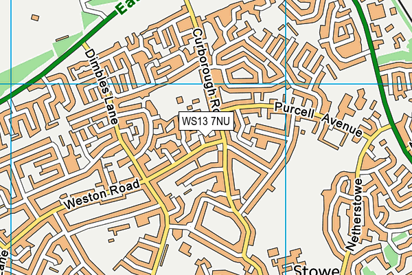 WS13 7NU map - OS VectorMap District (Ordnance Survey)