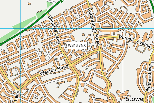 WS13 7NX map - OS VectorMap District (Ordnance Survey)