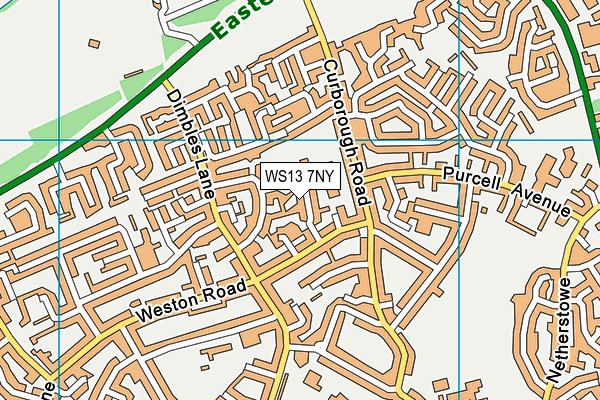 WS13 7NY map - OS VectorMap District (Ordnance Survey)