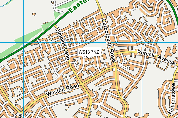 WS13 7NZ map - OS VectorMap District (Ordnance Survey)