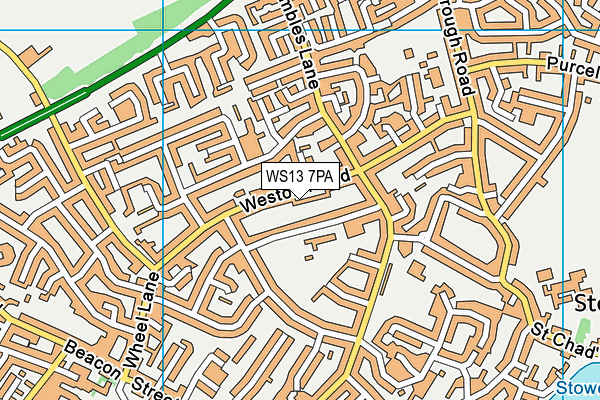 WS13 7PA map - OS VectorMap District (Ordnance Survey)