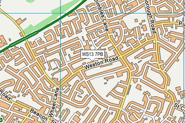 WS13 7PB map - OS VectorMap District (Ordnance Survey)