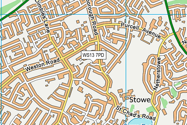 WS13 7PD map - OS VectorMap District (Ordnance Survey)