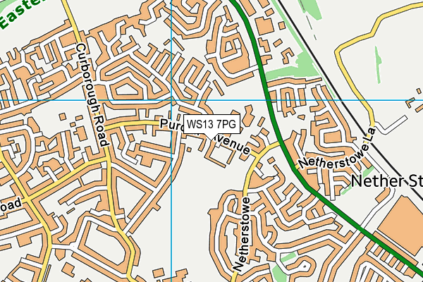 WS13 7PG map - OS VectorMap District (Ordnance Survey)