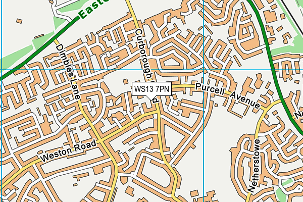 WS13 7PN map - OS VectorMap District (Ordnance Survey)