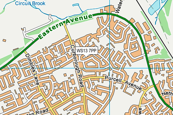 WS13 7PP map - OS VectorMap District (Ordnance Survey)