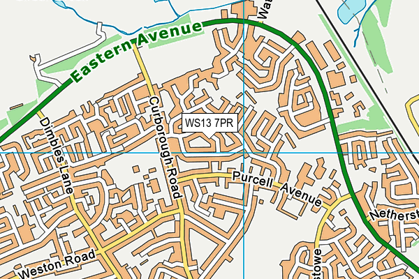 WS13 7PR map - OS VectorMap District (Ordnance Survey)