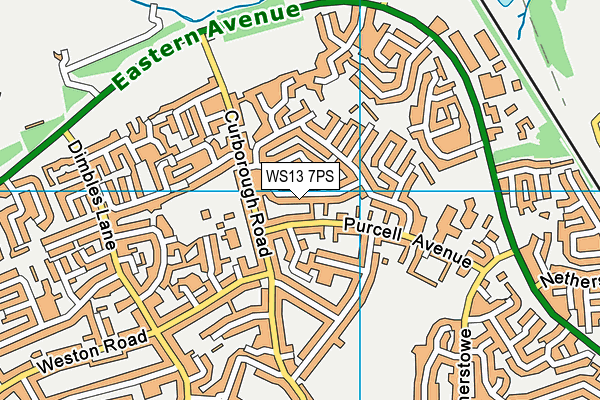 WS13 7PS map - OS VectorMap District (Ordnance Survey)