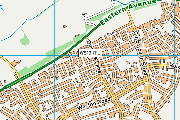 WS13 7PU map - OS VectorMap District (Ordnance Survey)