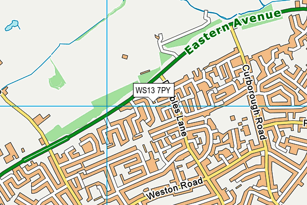 WS13 7PY map - OS VectorMap District (Ordnance Survey)