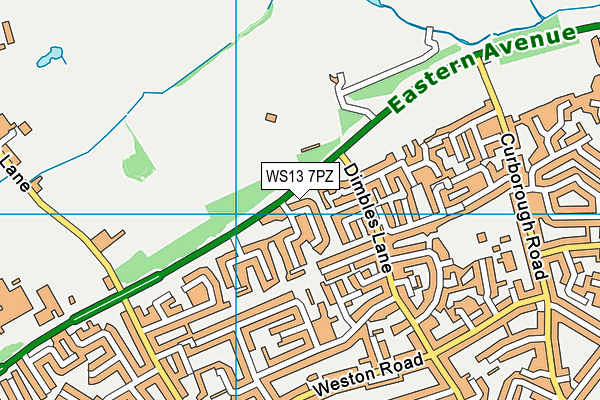 WS13 7PZ map - OS VectorMap District (Ordnance Survey)