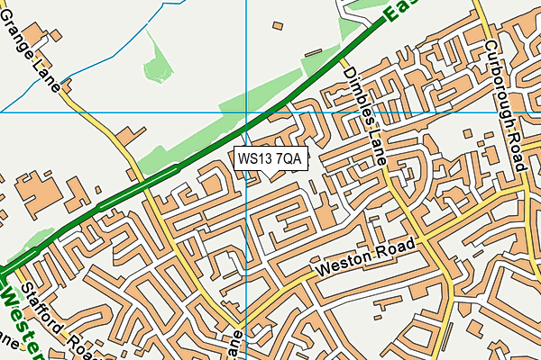 WS13 7QA map - OS VectorMap District (Ordnance Survey)