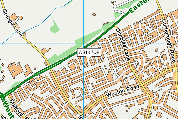WS13 7QB map - OS VectorMap District (Ordnance Survey)