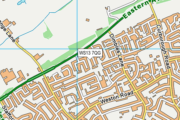 WS13 7QG map - OS VectorMap District (Ordnance Survey)