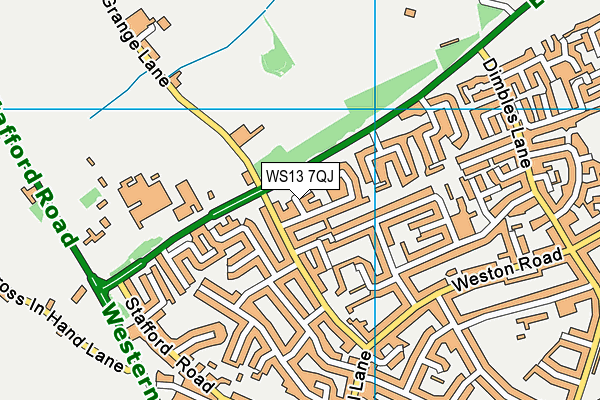 WS13 7QJ map - OS VectorMap District (Ordnance Survey)
