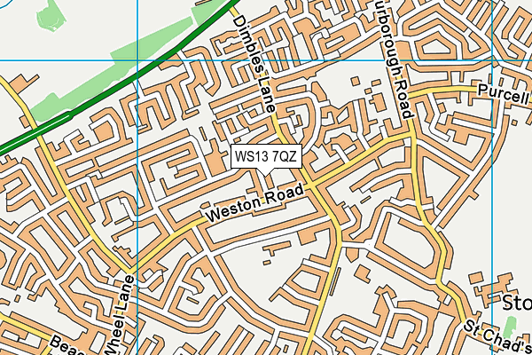 WS13 7QZ map - OS VectorMap District (Ordnance Survey)