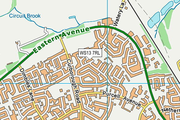 WS13 7RL map - OS VectorMap District (Ordnance Survey)