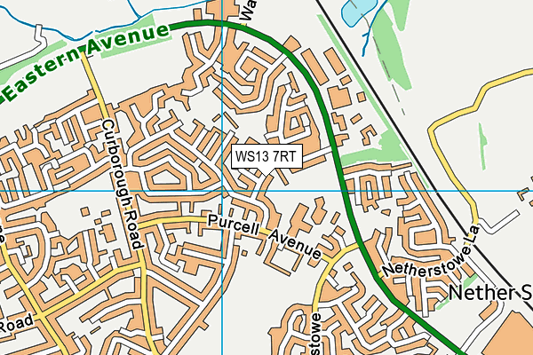 WS13 7RT map - OS VectorMap District (Ordnance Survey)