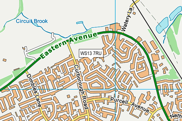 WS13 7RU map - OS VectorMap District (Ordnance Survey)