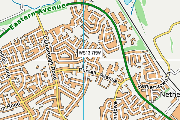 WS13 7RW map - OS VectorMap District (Ordnance Survey)