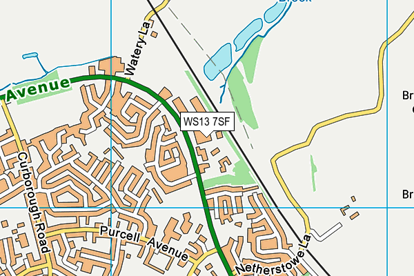 WS13 7SF map - OS VectorMap District (Ordnance Survey)