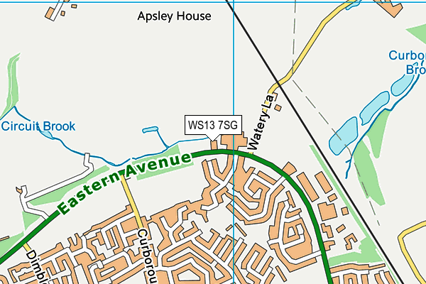 WS13 7SG map - OS VectorMap District (Ordnance Survey)