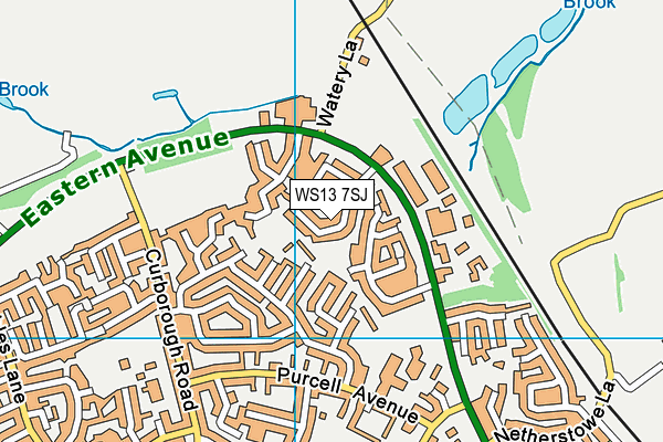 WS13 7SJ map - OS VectorMap District (Ordnance Survey)