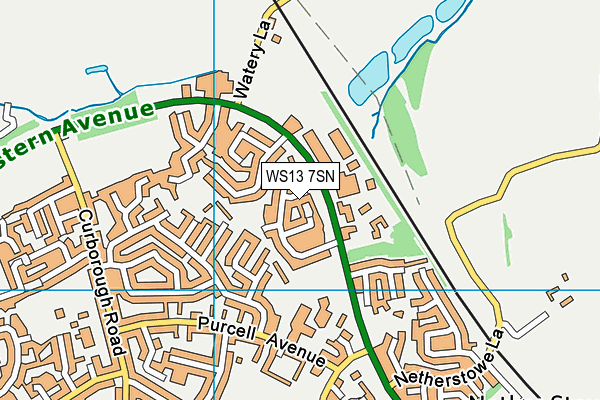WS13 7SN map - OS VectorMap District (Ordnance Survey)