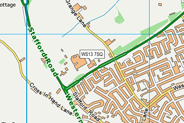 Lichfield Hockey & Cricket Club map (WS13 7SQ) - OS VectorMap District (Ordnance Survey)