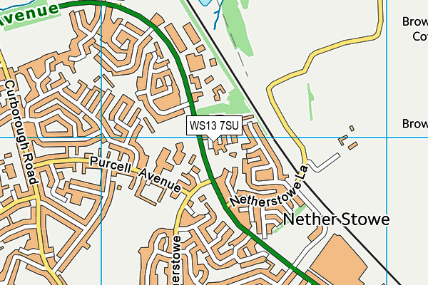 WS13 7SU map - OS VectorMap District (Ordnance Survey)