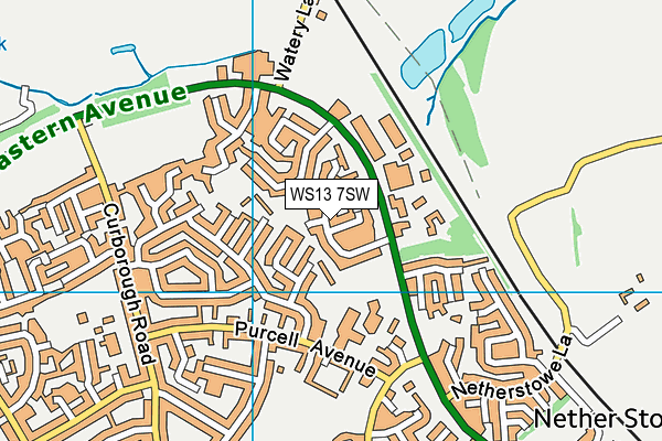 WS13 7SW map - OS VectorMap District (Ordnance Survey)