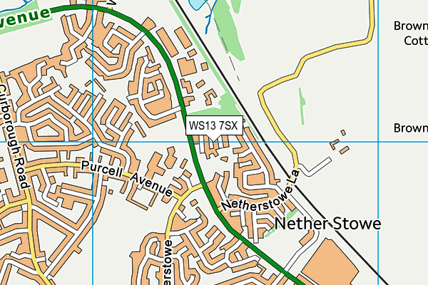 WS13 7SX map - OS VectorMap District (Ordnance Survey)