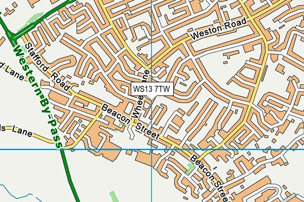 WS13 7TW map - OS VectorMap District (Ordnance Survey)