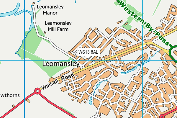 WS13 8AL map - OS VectorMap District (Ordnance Survey)