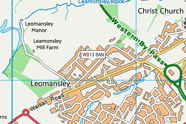 WS13 8AN map - OS VectorMap District (Ordnance Survey)