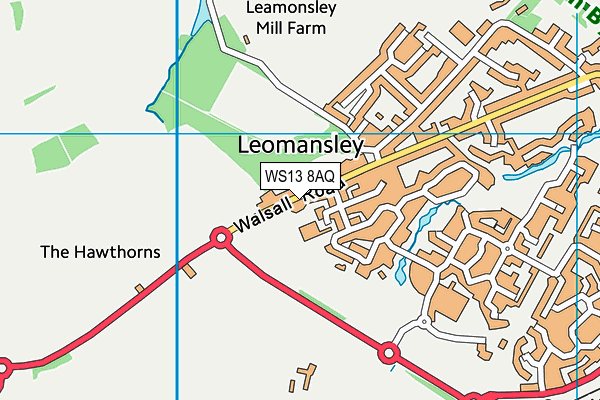 WS13 8AQ map - OS VectorMap District (Ordnance Survey)