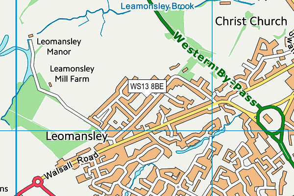 WS13 8BE map - OS VectorMap District (Ordnance Survey)