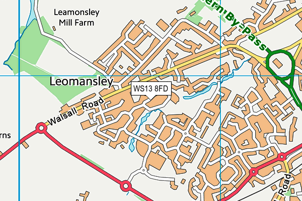 WS13 8FD map - OS VectorMap District (Ordnance Survey)