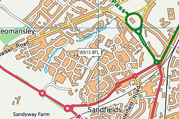 WS13 8FL map - OS VectorMap District (Ordnance Survey)