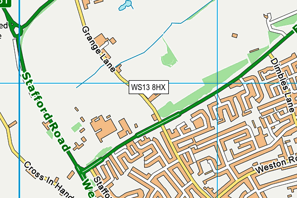 WS13 8HX map - OS VectorMap District (Ordnance Survey)