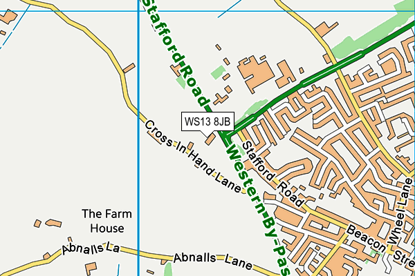 WS13 8JB map - OS VectorMap District (Ordnance Survey)