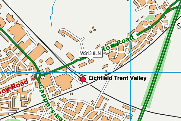 WS13 8LN map - OS VectorMap District (Ordnance Survey)