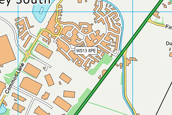 WS13 8PE map - OS VectorMap District (Ordnance Survey)
