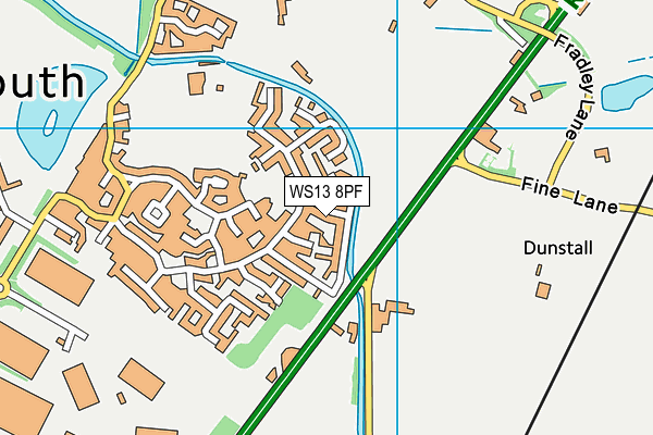 WS13 8PF map - OS VectorMap District (Ordnance Survey)