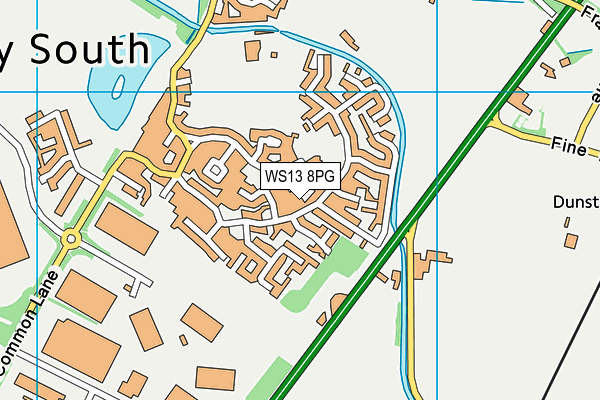 WS13 8PG map - OS VectorMap District (Ordnance Survey)