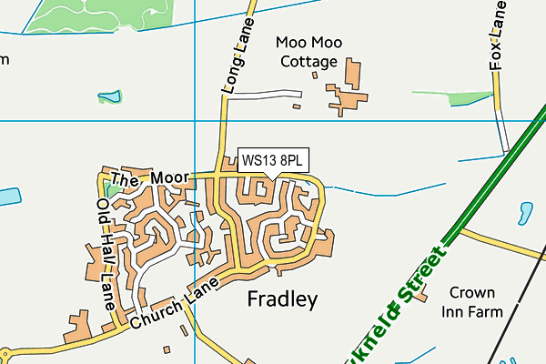 WS13 8PL map - OS VectorMap District (Ordnance Survey)